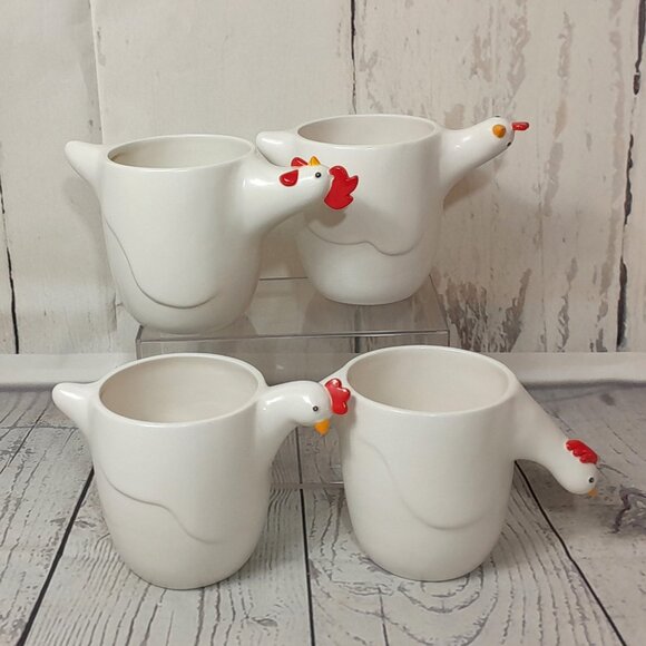 Department Dept 56 French Hen Mug Set Of 4 Country Kitchen Farmhouse 2004 - Picture 1 of 16